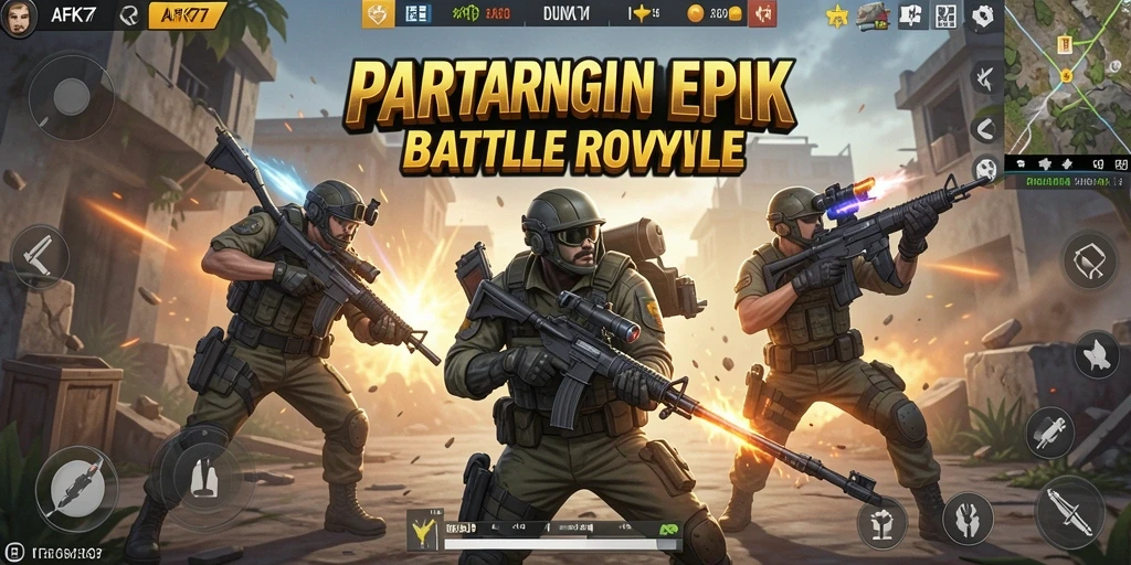 Tangkapan layar gameplay AFK77 yang menampilkan aksi seru dan strategi Battle Royale.