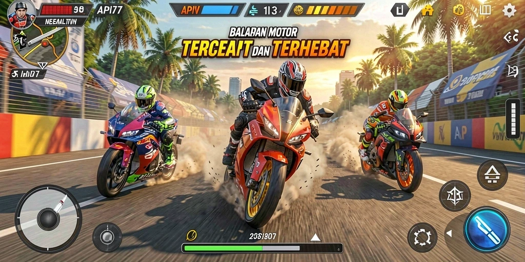 Gameplay seru API77 dengan balapan motor yang mendebarkan.