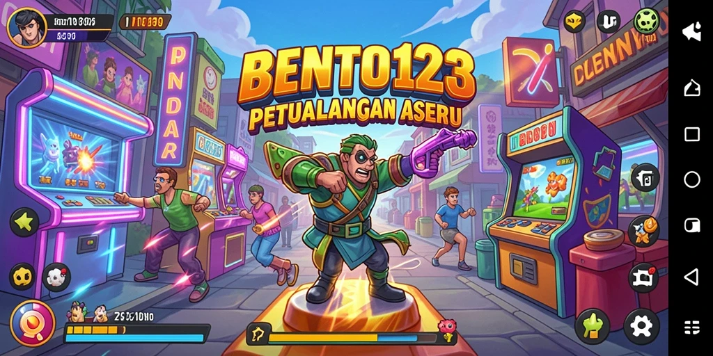 Tampilan gameplay seru dalam BENTO123 dengan rintangan berwarna-warni.