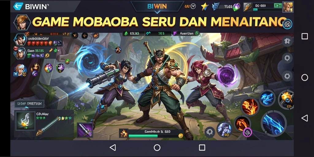 Screenshot gameplay MOBA dari BIWIN yang menegangkan.