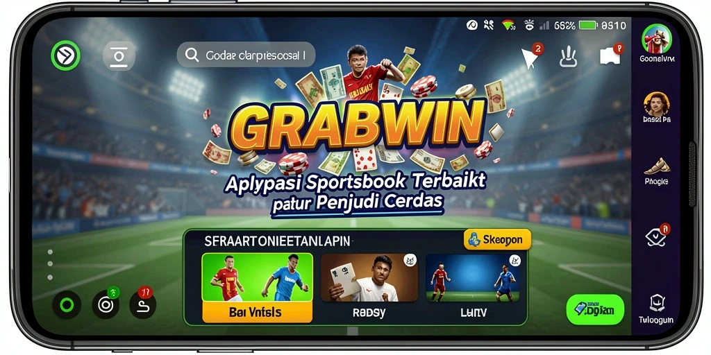 Tampilan screenshot utama GRABWIN menampilkan antarmuka Sportsbook yang menarik.