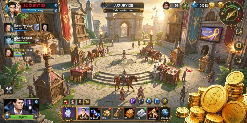 Tampilan gameplay yang menarik di LUXURY138 dengan berbagai bisnis yang bisa dikelola.