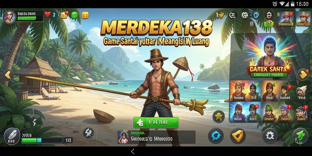 Tampilan gameplay MERDEKA138 yang santai dan penuh warna.