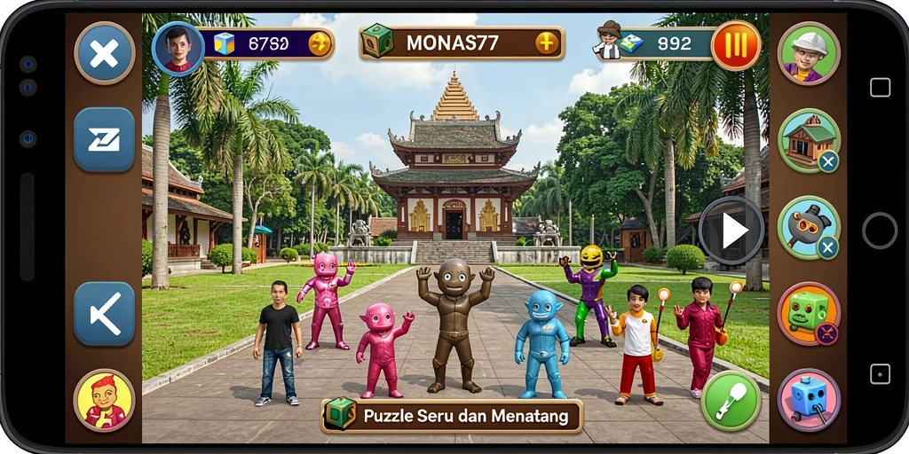 Tampilan gameplay menarik dari MONAS77 yang penuh tantangan puzzle.