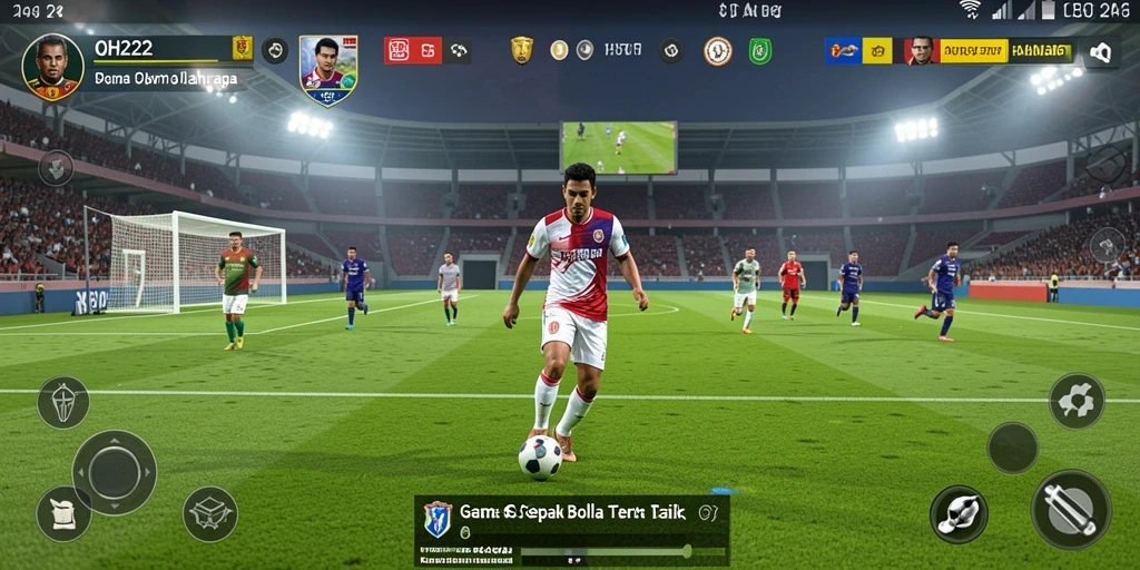 Screenshot gameplay OH222 menampilkan aksi pertandingan sepak bola yang seru.