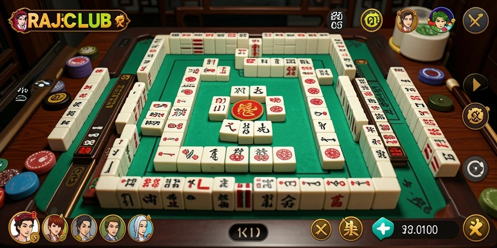 Screenshot utama <strong>RAJACLUB</strong> menampilkan gameplay Mahjong yang mendebarkan.