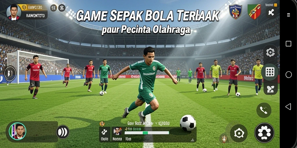Tampilan gameplay yang seru dalam pertandingan sepak bola.