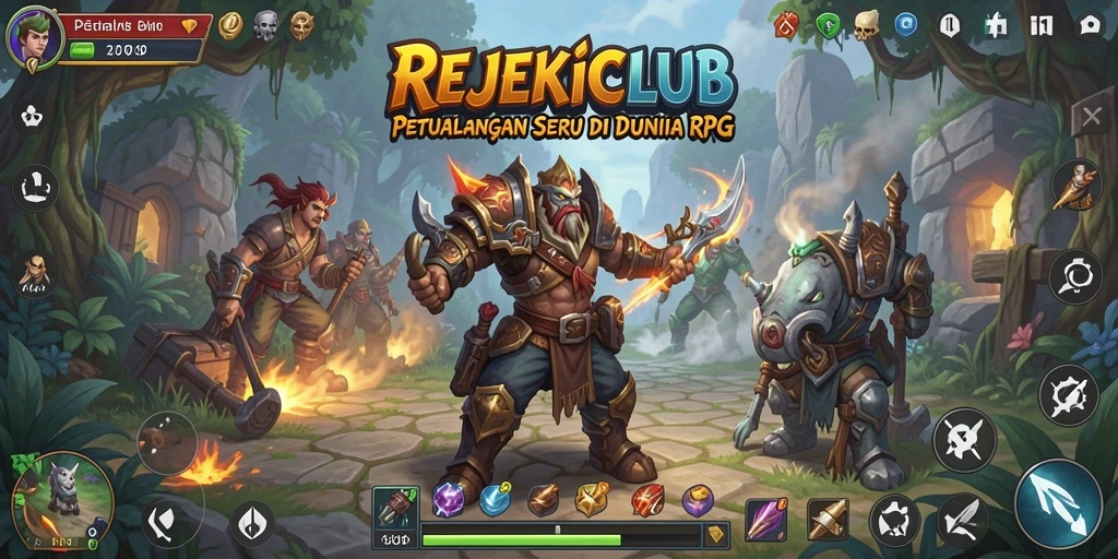 Tampilan gameplay seru dari REJEKICLUB dalam suasana fantasi.
