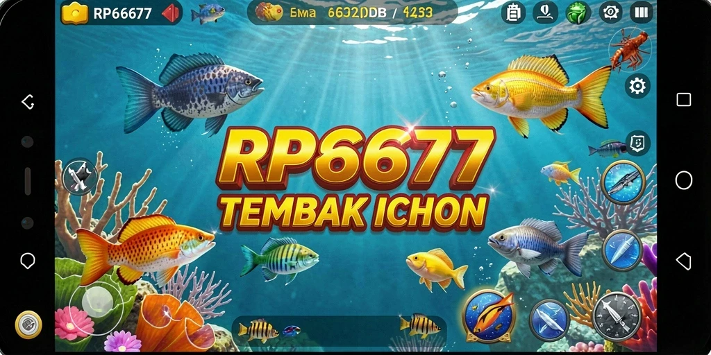 Screenshot gameplay menarik RP6677 dengan aksi tembak ikan yang seru.