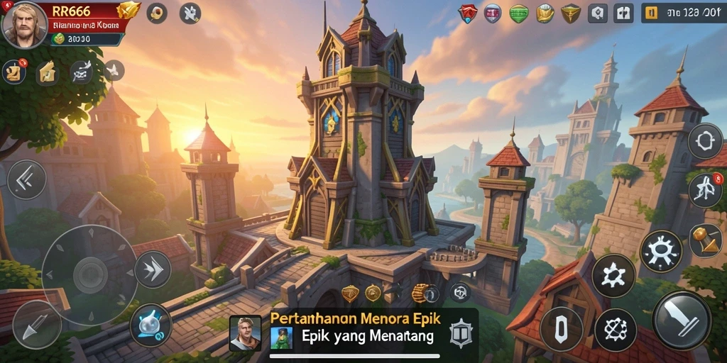 Tangkapan layar utama gameplay Tower Defense di RR666 yang seru.