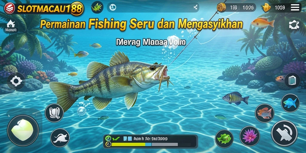 Tampilan gameplay SLOTMACAU188 yang menampilkan aksi memancing seru.