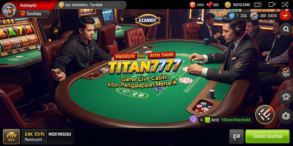 Screenshot gameplay yang menampilkan dealer dan pemain di TITAN777.