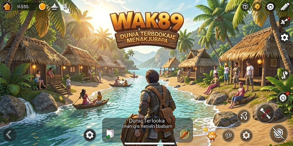 Tangkapan layar gameplay WAK89 yang menampilkan eksplorasi dunia terbuka.