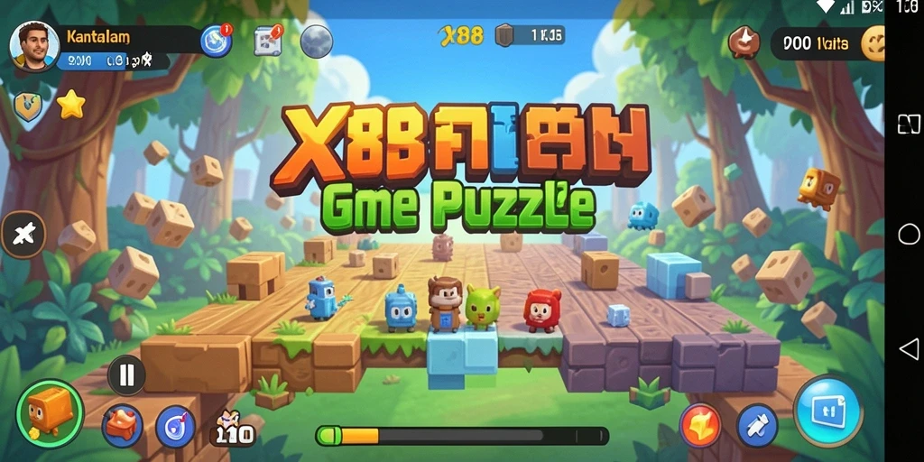 Screenshot utama X88 menunjukkan gameplay puzzle yang menarik dan menantang.
